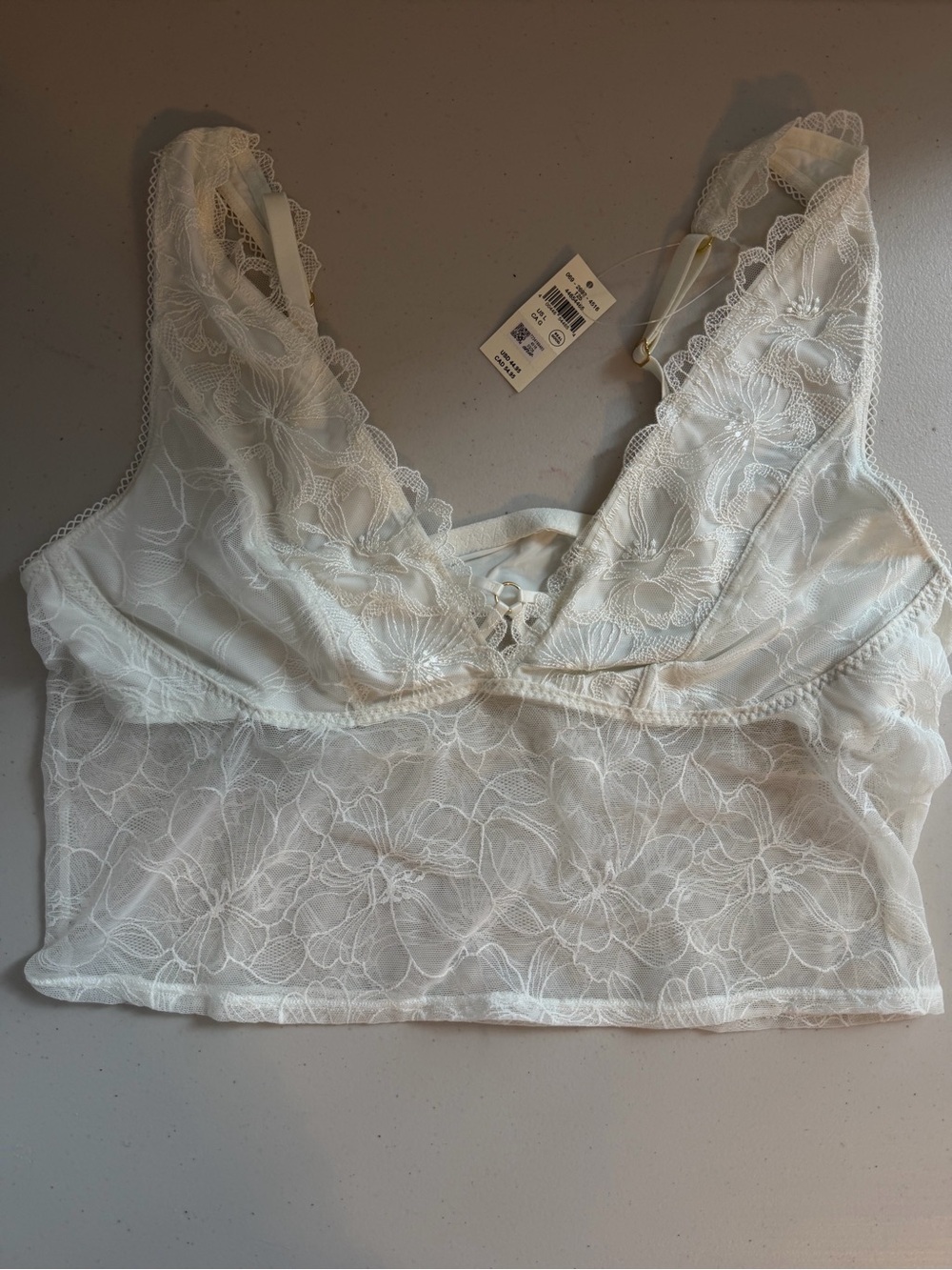 aerie White Floral Lace Bralette